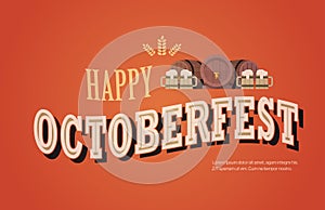 Beer festival Oktoberfest party celebration concept lettering greeting card or flyer horizontal