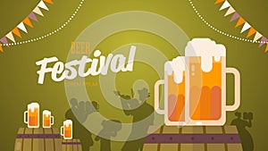 Beer festival Oktoberfest party celebration concept lettering greeting card or flyer horizontal