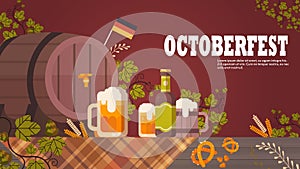 Beer festival Oktoberfest party celebration concept lettering greeting card horizontal