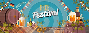 Beer festival Oktoberfest party celebration concept lettering greeting card