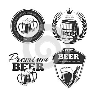 Beer festival vector emblems, labels, badges, logos set