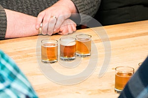 Beer flight tasting at a Brewery