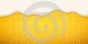 Beer foam bubbles background. Vector realistic beer foam sparkling bubbles