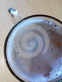 Beer foam in a glass