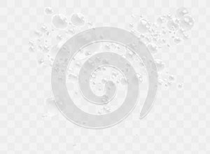 Beer foam isolated on transparent background. White soap froth texture with bubbles, seamless border, foamy frame. Sea