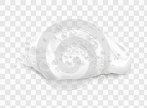 Beer foam isolated on transparent background. White soap froth texture with bubbles, seamless border, foamy frame. Sea