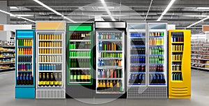 Beer Fridges fronts at supermarket