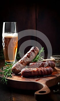 Beer with fried kalbasa