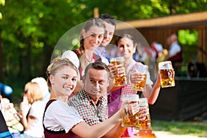 In Beer garden - friends in front of band