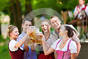 In Beer garden - friends in front of band