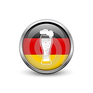 Beer glass on the background on German flag