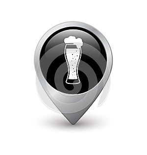 Beer glass on the black background , web map pointer