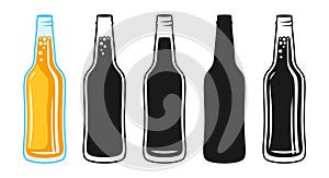 Beer glass bottle sign set retro design icon doodle symbol alcohol lager ale brewery pub engraving