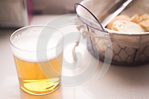 Beer glass and bread basket