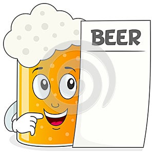 Beer Glass Character Holding Menu
