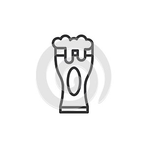 Beer glass with foam line icon, outline vector sign, linear style pictogram isolated on white.