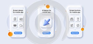 Beer glass, Human sing and Laureate medal line icons pack. For web app. 3d phone mockups. Vector