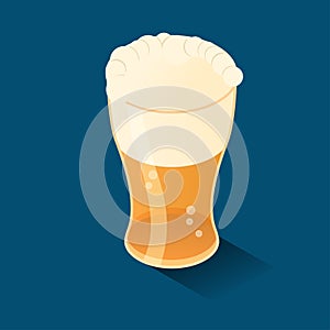 Beer glass isometric icon, concept unhealthy food, fast food illustration