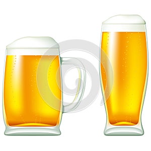 Beer in glass and mug