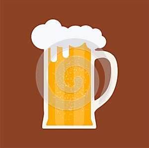 Beer glass mug beverage bar pub. Vector drink alcohol brewery background. Vintage yellow ale graphic symbol. Food icon illustratio