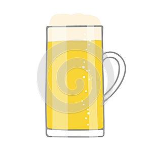 Beer in glass mug with foam and bubbles. Beer mug isolated on white background. Oktoberfest background, Light beer in