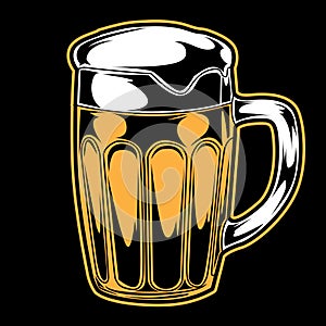 Beer in glass mug with foam Hand drawn vector illustration 24