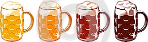 Beer Glass Mugs Dimpled Light Lager Stout Porter Ale Set