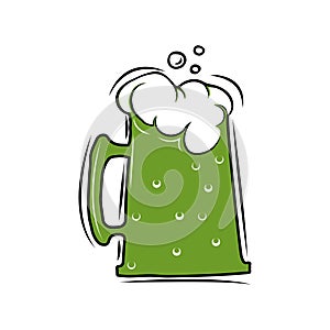 Beer glass sign. Dark green ale. St Patrick day. Vector illustration isolated on white