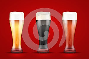 Beer glass with three brands photo