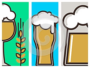 Beer glass vector banner celebration refreshment brewery oktoberfest cards.
