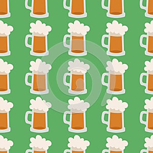 Beer glass vector seamless pattern celebration refreshment brewery oktoberfest background.