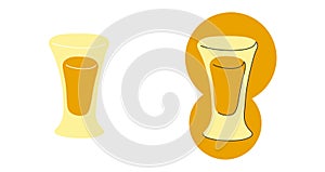 Beer glass on white background. Cartoon sketch graphic design. Flat style. Conditional colored hand drawn image. Party drink