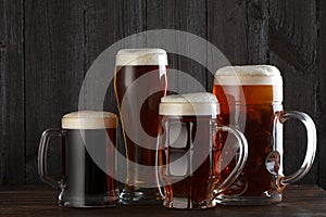 Beer glasses with beer assortment