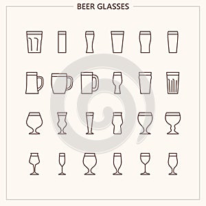 Beer glasses brewery outline iconset