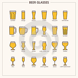 Beer glasses outline colored iconset