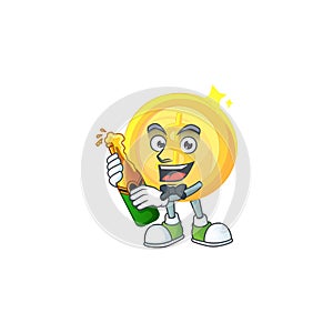 With beer gold coin cartoon character mascot style