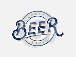 Beer hand written lettering logo, label.