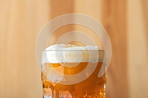 Beer head or collar, frothy foam on top of beverage photo