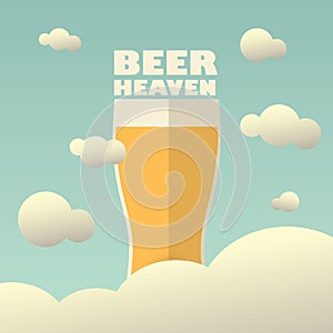 Beer heaven poster with large pint on background photo