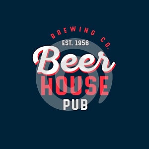 Beer House logo. Beer Pub logotype. Brewing Company emblem. Composition from beautiful letters.