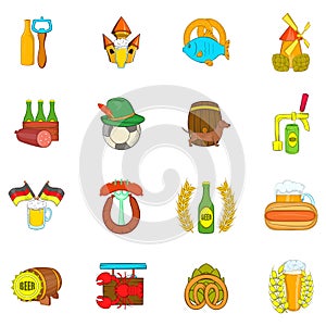 Beer icons set, cartoon style
