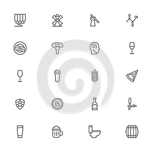 Beer icons set, outline style