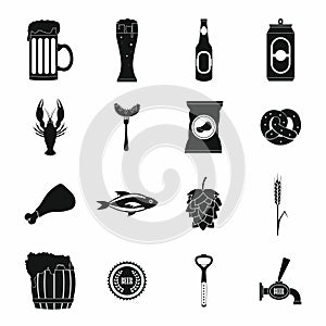 Beer icons set, simple style