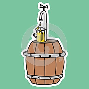 Beer keg, bar, green background, eps.