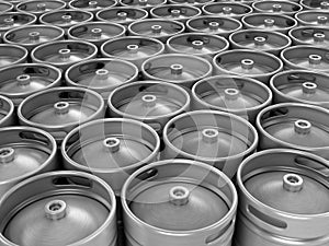 Beer kegs 3d background on white
