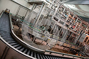 Beer kegs on the production line in the factory