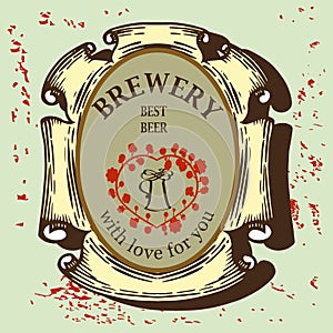 Beer label for brasserie restaurant with beer mug