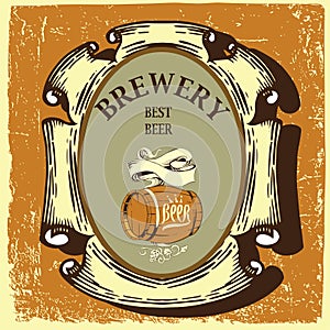 Beer label for brasserie restaurant with beer tun