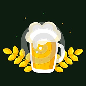 Beer label, line beer logo, pub and brewery emblem on dark background