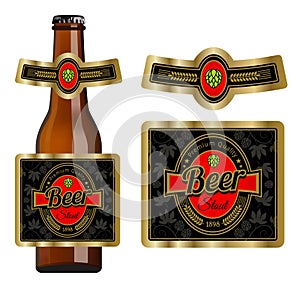 Beer label template with neck label. Vector Illustration